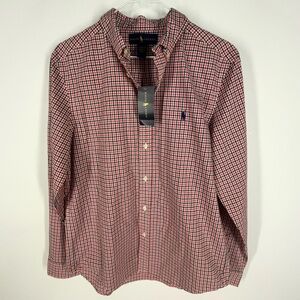 Ralph Lauren Long Sleeve Gingham Button Down‎ Casual Shirt Boys XL (18-20) NWT